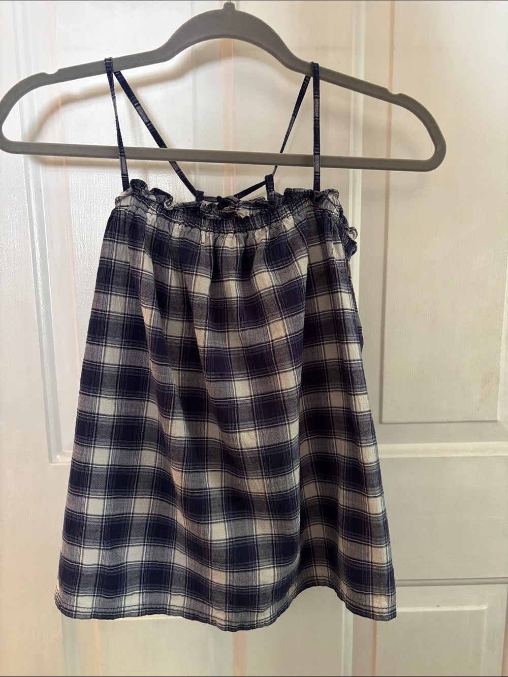Madewell Navy and White Plaid Cotton Cami